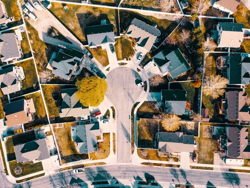 Aerial view of a growing suburban neighborhood